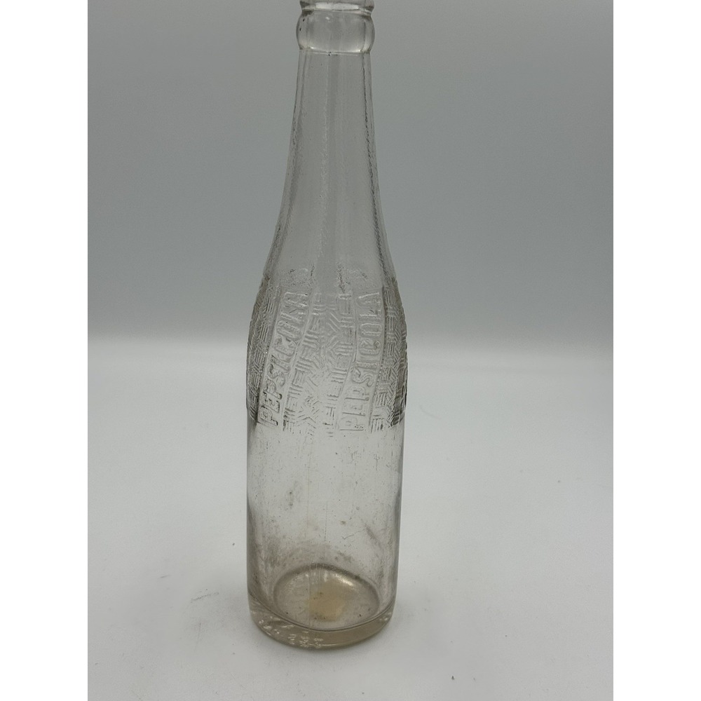 Pepsi Cola Vintage 1940s Clear Embossed Glass Bottle
